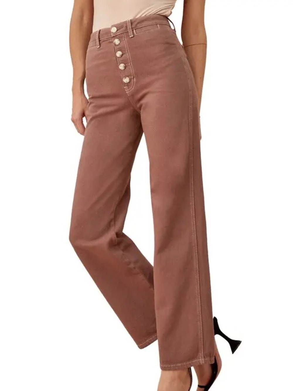 Reformation Rust Brown High-Rise Ankle Jeans